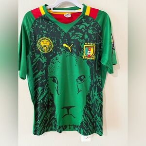 Vintage Puma Jersey- CAMEROON Africa Home Football Soccer- Fecafoot- mens XL